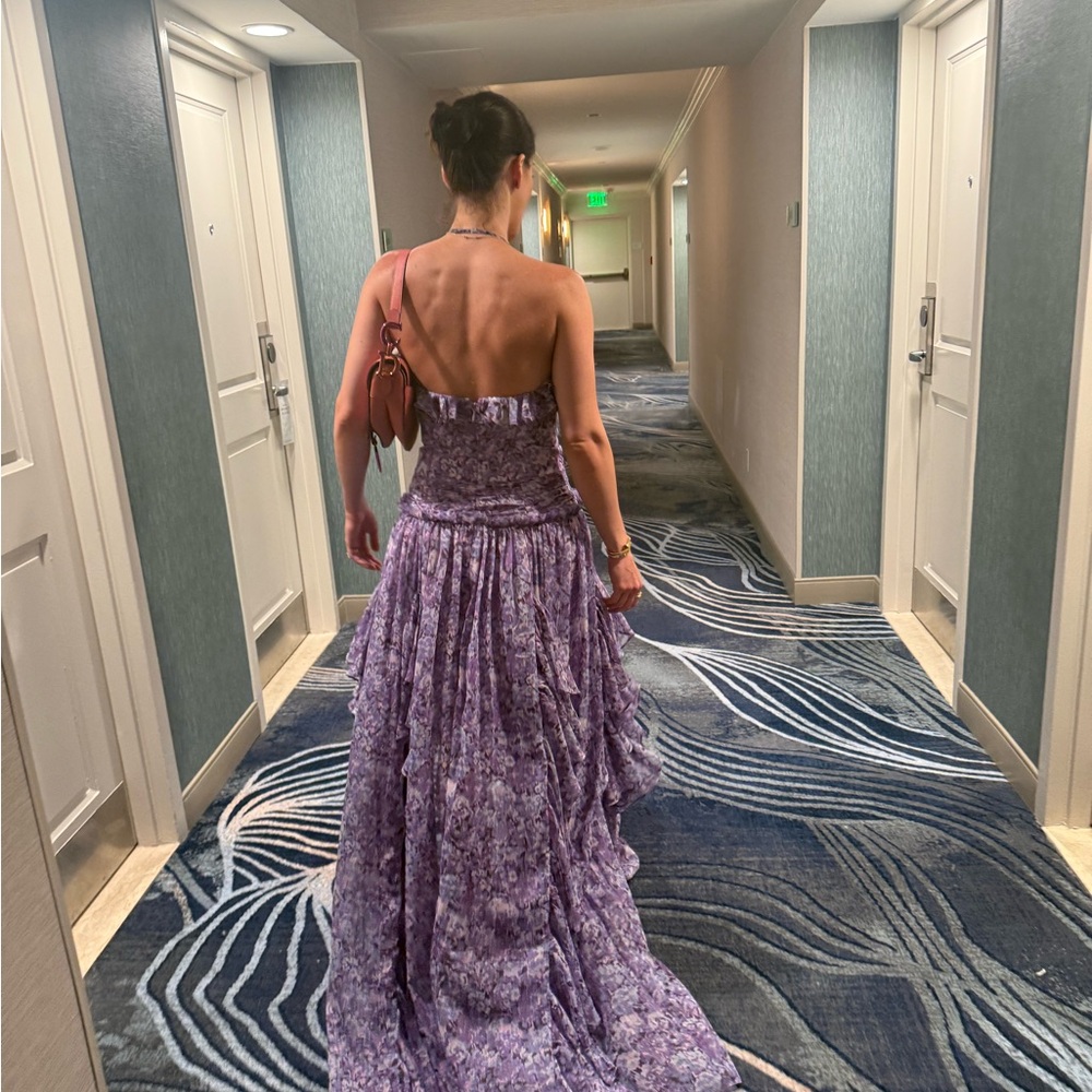 cinq a sept Lavender Floral Maxi Dress